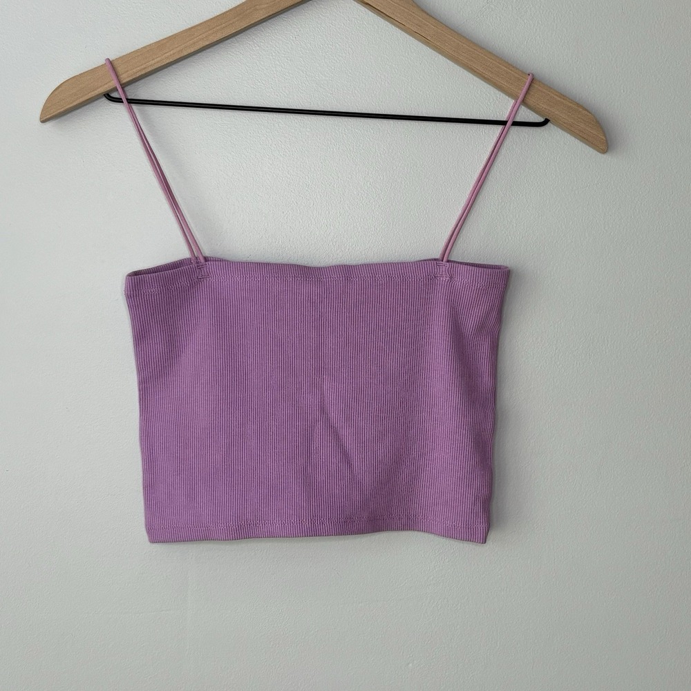 Zara Tube Top Tank Large Cami Ribbed Dainty Purple Festival Fairy Boho Coquette - Picture 2 of 9